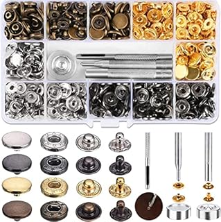 HAUSPROFI Zestaw metalowych zatrzasków, 120 sztuk, metalowe zatrzaski, zestaw odpornych na rdzę zatrzaski, zatrzaski z narzędziem mocującym, do szycia odzieży, skóry, rękodzieła, naprawy kurtki (12 mm)