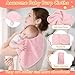 Flasoo 12 Pcs Baby Bath Towels Set for Infants Toddlers, 2 Pcs Animal Hooded Bath Towel, 2 Pcs Baby Burp Cloths & 8 Pcs Washcloths Set, Absorbent Soft Newborn Gift for Boys & Girls (Kitten & Bear)