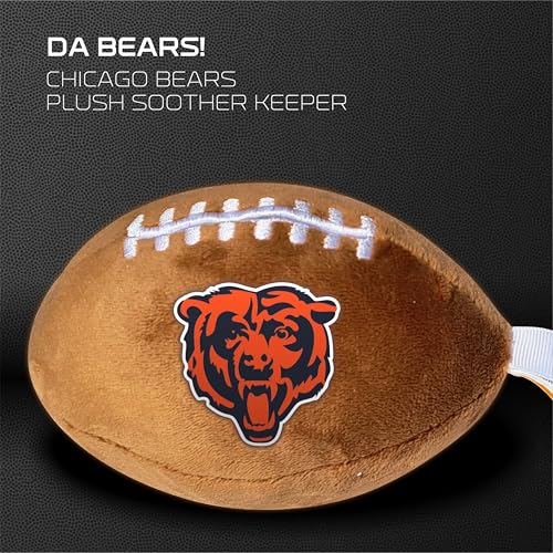 Image of Chicago Bears Plush Football Pacifier Holder by Smilo - Officially Licensed NFL Soother Holder - Soft Plush Toy and Dummy Holder - Fits Any Pacifier - Stroller Accessory & Newborn Essential