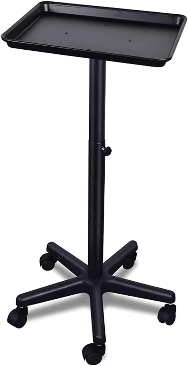 SSDDLZEQ Mobile Salon Station, Salon Rolling Cart Aluminum Salon Trolley Height Adjustable Trolley Cart Salon Tray On Wheels Storage Utility Cart Salon Cart(Schwarz,B)