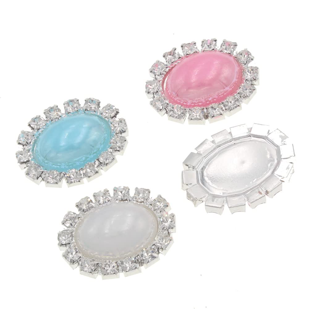 Amazon.co.jp: zx 10pcs 20x16mmラインストーンパールボタン手作り