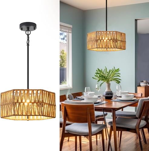 SGLfarmty Rattan Chandelier Light Fixtures, 3-Lights...