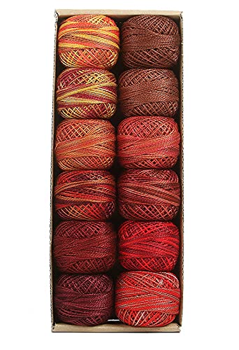 Image of Valdani Pearl Cotton Sz 8 | Fire Balls | 12 Balls | 73 Yds /Ball | 12-Ball Collection, Hand-Dyed Egyptian Cotton, Colorfast, Size 8 (67m /73 yds, 10g ball), Non-Divisible