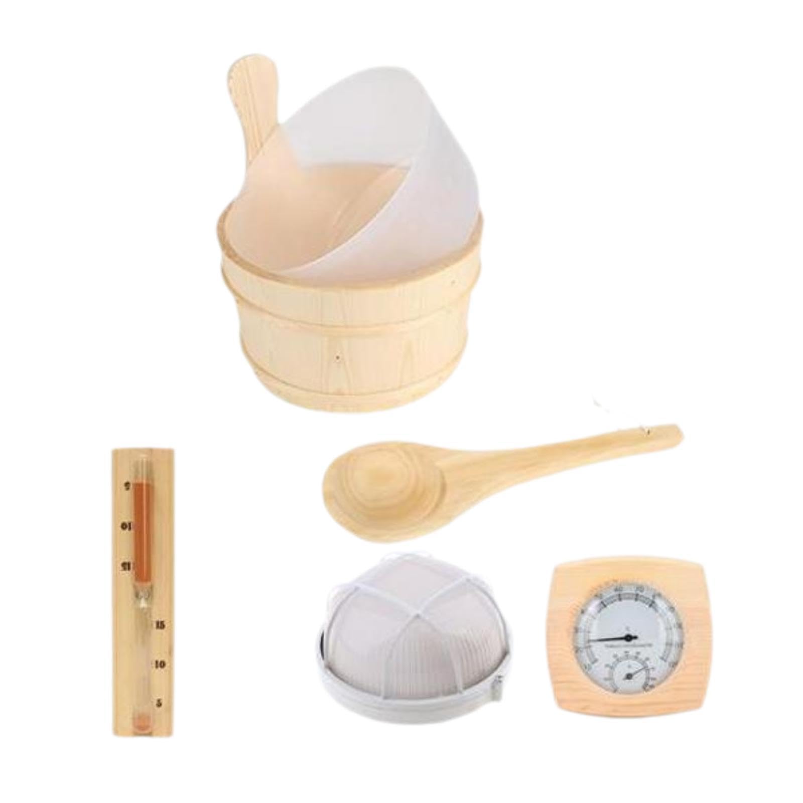 Wooden Sauna Bucket and Ladle Set Temperature Humidity Meter SPA Accessories | Yard, Garden & Outdoor Living | Pools & Spas | Sauna Parts & Accessories-image-49