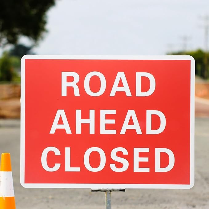 Maxsafe Road Closed Sign Plastic Traffic Warning Signs 40x30 Cm Caution Danger Sign Weather Proof Safety Sign Security Warning Notice Sign