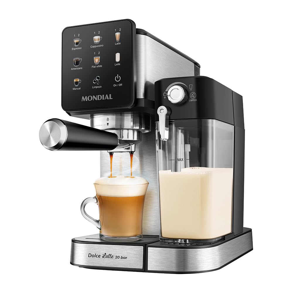 MONDIAL, Cafeteira Espresso Automática Dolce Latte 20 bar, Preto/Inox 1250W, 110V - CCL-01