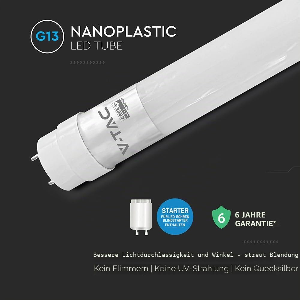 ZONE LED SET - LED Röhre 120cm, kaltweiß (6500 K), 1850 Lumen, T8, G13-18W (ersetzt 36W), inklusive Starter, LED-TUBE Leuchtstoffröhre Neonröhre Leuchte Röhrenlampe, 25-er Pack