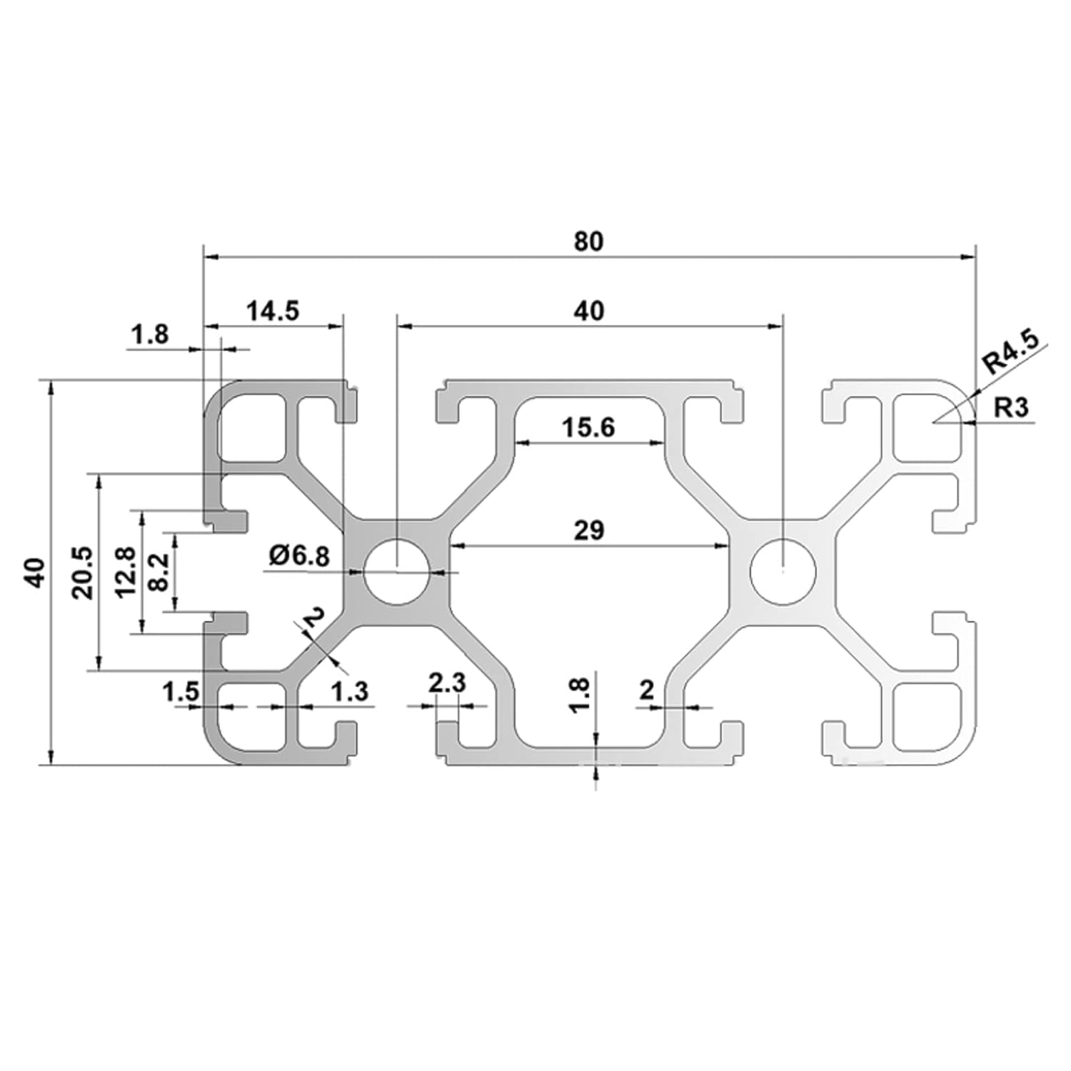 AluProfil 4080 Alu Profil 200mm T Typ Schwarz Aluminium Profile 40x80 Europäischer Standard Eloxierte Linearschiene Extrusion 2 Stück, für DIY 3D Drucker und CNC