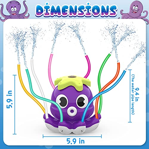 Miniatura 3 de Tosekry Juegos De Agua Para Niños Exterior, Juegos Piscina Para Niños Juguete Niño 3 4 5 6 7 8 9 10 Años, Aspersor Infantil Con Forma De Pulpo Juguetes De Agua Para Niños Pulpo-Púrpura