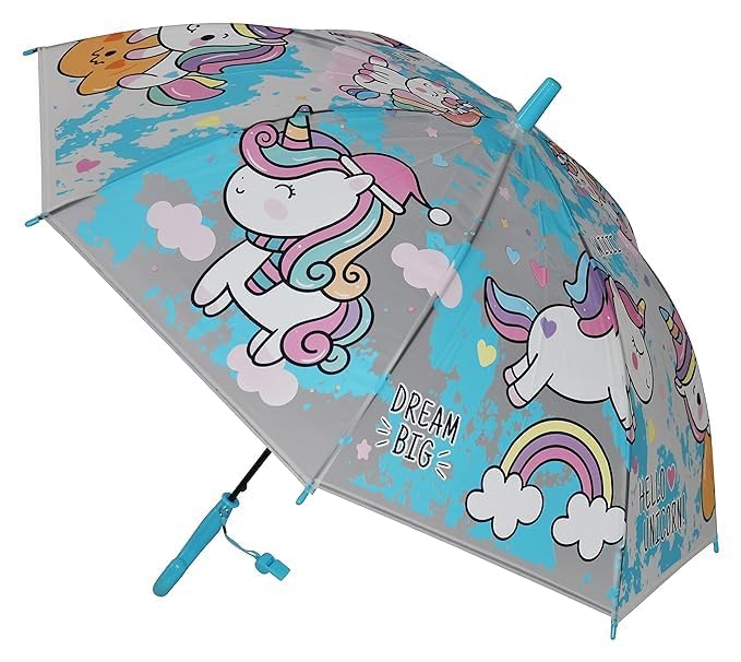 VIDHI TRADELINK Umbrella for Kids Girls, Multicolour Unicorn Print, Rain and Sun Protection, Pinch Proof with Curved J Handle-picture-12