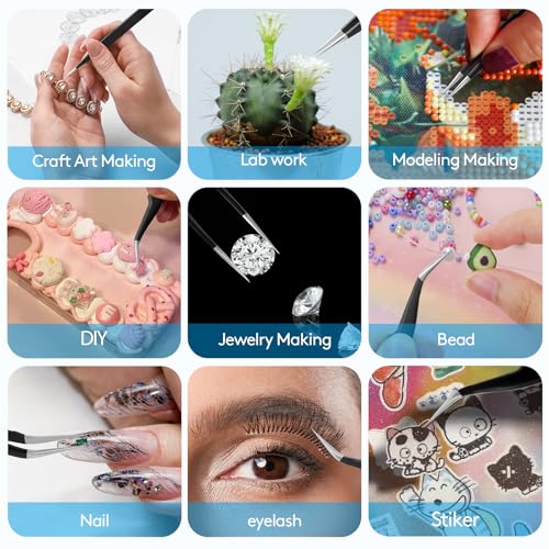 YHYZ 3PCS Precision Tweezers Set, Premium Stainless Steel Anti-Static ESD Tweezes, Suitable for Tweezers, for Craft, Electronic, Soldering, Model, Hobby, Jewelry Making Laboratory - Image 6