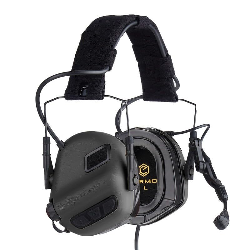 Earmor M32 Plus MOD4, Auriculares Tácticos de Protección Auditiva, Control Electrónico de Sonido, Negro