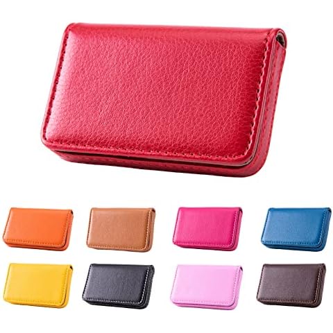 Waylipun Visitenkartenetui, PU-Leder Premium Visitenkartenhalter, mit Magnetverschluss, zur Schonenden Aufbewahrung Ihrer Karte, Visitenkarten Etui für Damen und Herren (Rot) Cover