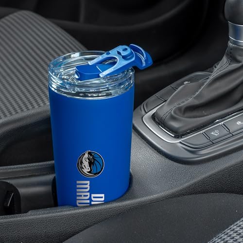 Image of Rico Industries NBA Basketball Dallas Mavericks Royal Blue 24oz Stainless Steel Tumbler with Lid and Dual Functioning Lid