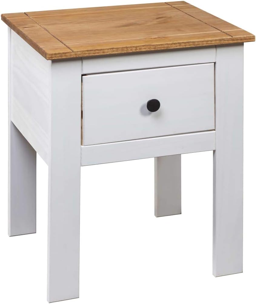 Wooden Bedside Cabinet with one Drawer, Bedside Table Cabinet Nightstand Minimalist and Practical End Side Table for Bedroom 18.1"x15.7"x22.4" Pine Panama Range White