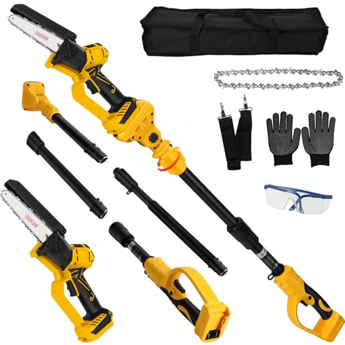 6 Inch Cordless Pole Saw for Dewalt 20V Max Battery (No Battery), Brushless Electric Chainsaw with Extension Pole, 15Ft Long Reach for Tree Pruning Hedge Cutting