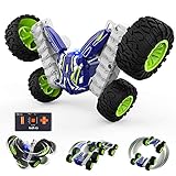 tech rc Mini Coche de Control Remoto de 2,4 GHz, Coche Teledirigido Giratorio de Doble Cara de 360°, Batería Recargable Incorporada, 15 Mins de Tiempo de Juego, Mini Coche de Acrobacias para Niños