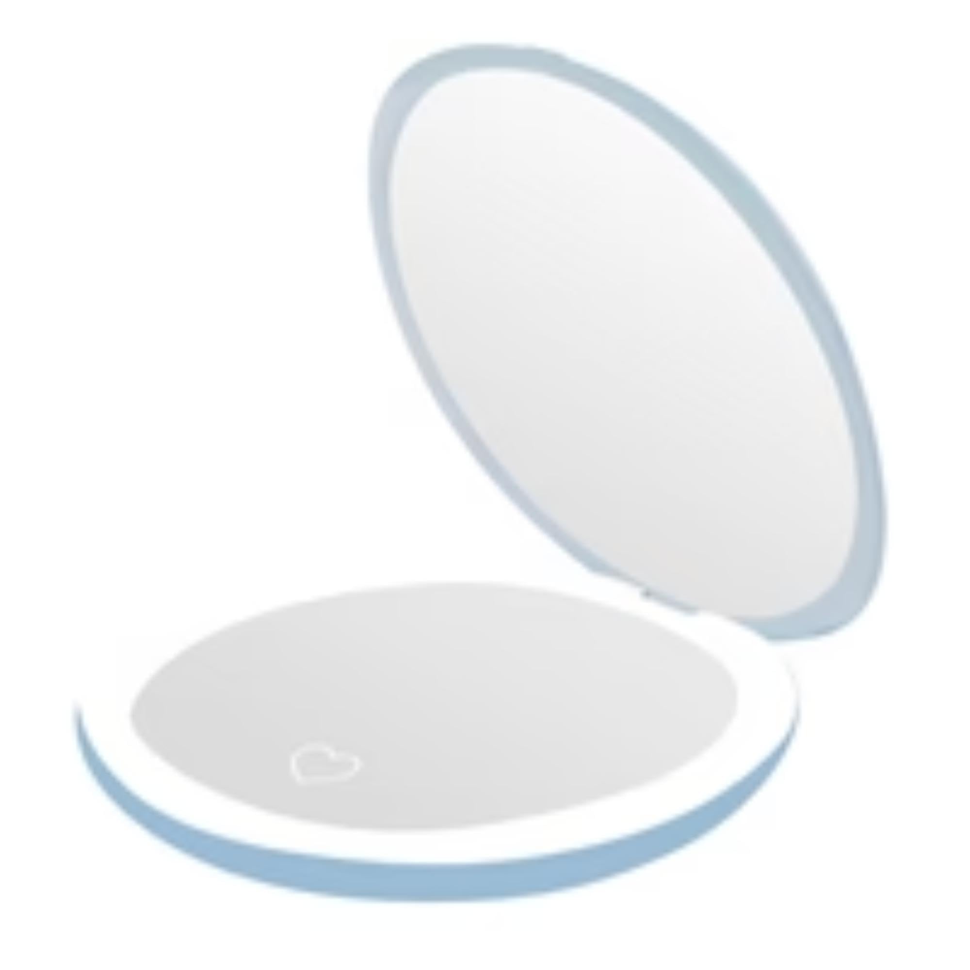 Impressions Vanity Stitch Surfs Up - Espejo compacto LED para mujer, espejo de maquillaje de viaje iluminado con aumento 3X, obra de arte de puntada impecable, brillo ajustable y sensor suave al tacto