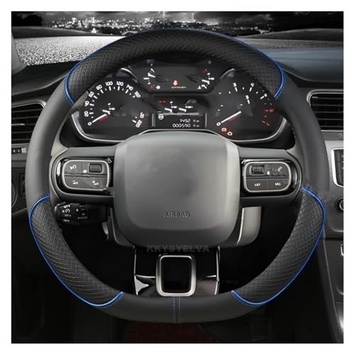 YSQOJF Funda Volante Coche Funda De Volante Tipo D para Citroen C3 II III 2009-2020 C3 para Aircross 2017-2021 para Berlingo 3 C4 para Picasso 2 Volante Cuero(Azul)