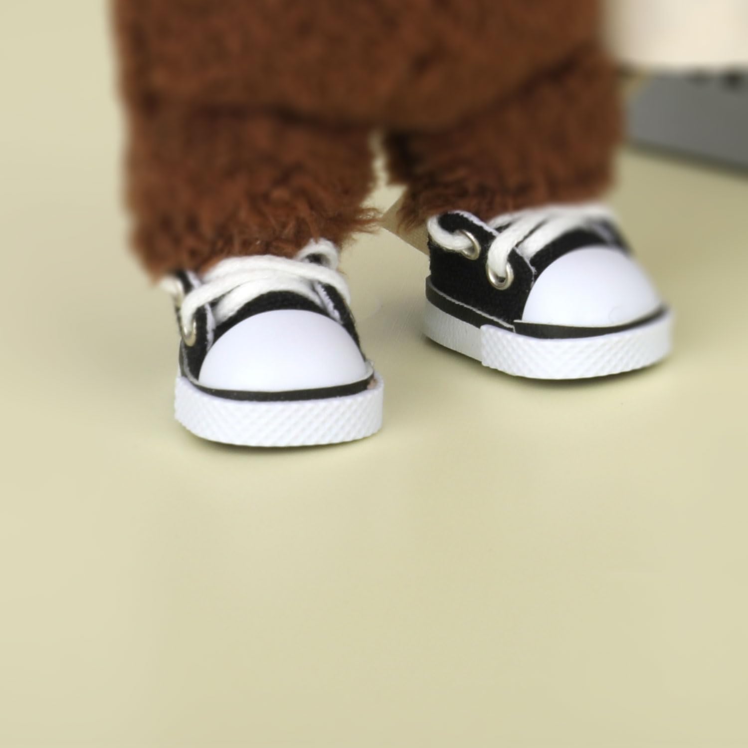 Mikovivi 2pcs 17cm Doll Shoes & Glasses, Fashion Mini Lace-Up Canvas Casual Sneakers & Eyeglasses Cute Doll Outfit Accessories (Black) - Image 3