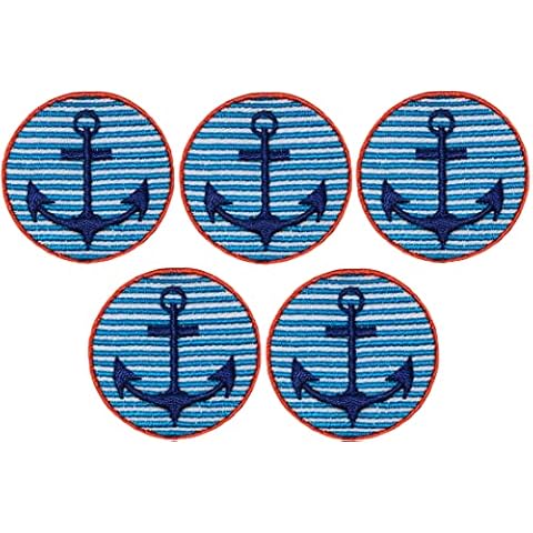 Ranger Return Set 5 of Small Cute Mini Anchor Marine Nautical Sailor Naval Tiny Sew Iron on Embroidered Patches (Anchor-O-BL-MINI5) Cover