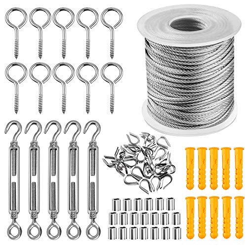 Cable de Acero Inoxidable 30M Cuerda de Alambre Kit Colgar Cables Tensores...