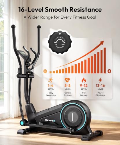 Image of THERUN Elliptical Exercise Machine, Electric Elliptical Machine for Home Use, Magnetic Elliptical Training Machines with 20IN Stride & 32-Level Resistance, 350LB Capacity, App Connectivity