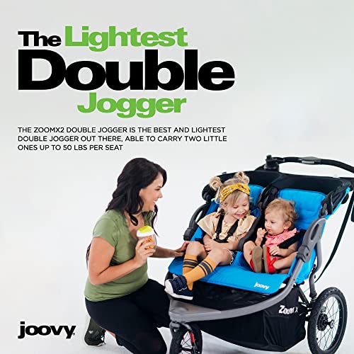 Joovy Zoom X2 Lightweight Performance Double Jogging Stroller Featuring Extra-Large Pneumatic Tires With Air Pump Included, Locking And Swiveling Front Tire, And Easy One-Handed Fold, Glacier #TOP3