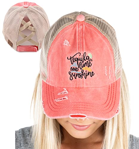 Image of Funky Junque Womens Baseball Cap Dad Hat Ponytail Messy Bun Trucker Ponycap