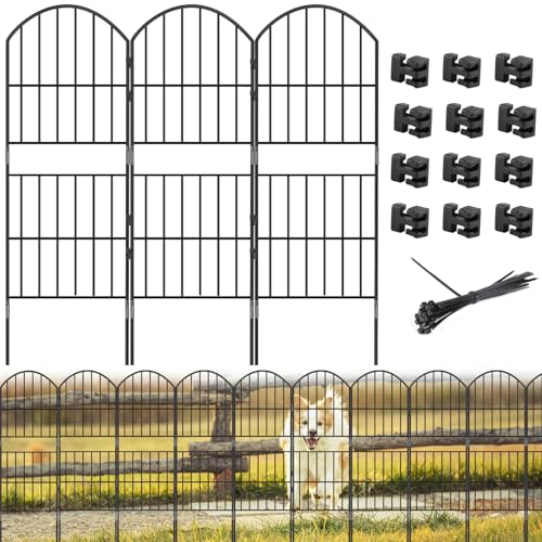 SWAWIS 12 Pièces Cloture Jardin Exterieur Métal 95 x 32cm Cloture Chien Barriere Jardin Barriere Chien pour Extérieur Cour Parterre de Fleurs Jardin Étang