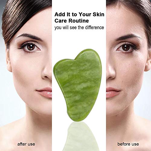Andoer Rolos de jade e raspadores de Gua Sha Conjunto de pedras de jade para cuidados com a pele fac