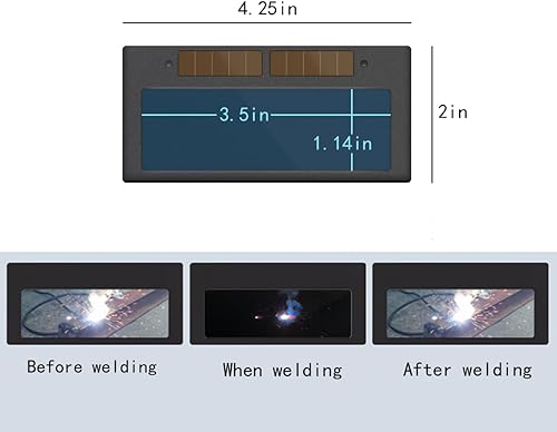 Miniatura 2 de Paquete de 2 lentes de filtro de casco de soldadura con atenuación automática solar, filtro de atenuación automática, 311, 4-14 x 2 pulgadas, se