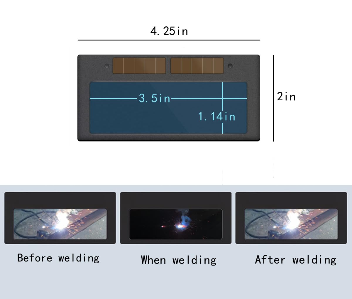 Écran Auto-obscurcissant Soudure 4-1/4" X 2" - Filtre 3/11 Pour Masque De Soudeur