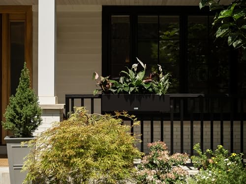 image for Veradek Block Series Railing Planter - Rectangular Flower Box for Outd