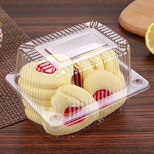 Twdrer 100 Pack Disposable Clear Plastic Clamshell Hinged Food Portable Square Containers For Salads,Fruit,Hamburgers,Sandwiches,Cupcake(5.3" X 4.2" X 3.4") #TOP5