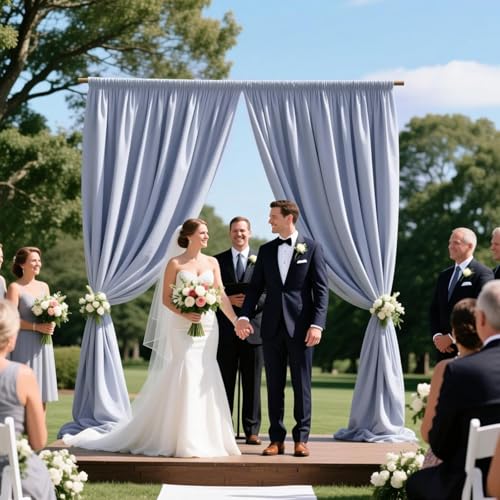 Image of 10ft x 10ft Blueish Gray Backdrop Curtains for Parties, Polyester Fabric Backdrop Drapes with Rod Pockets for Weddings, Birthday, Halloween, Photography, Christmas Party Background Curtain, 2 Panels