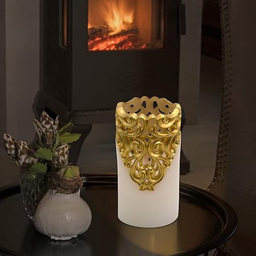 Miniatura 13 de Eldnacele Velas plateadas de Navidad sin llama con temporizador de 5 horas, velas parpadeantes de cera real que funcionan con pilas para decoración