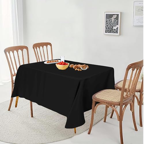 WedDecor Rectangular Polyester Tablecloth Cloth For Wedding, Birthday Party, Events, Banquets, Dinner Table Cover, 70 X 144 Inches, Black, Pack of 1 - Image 3