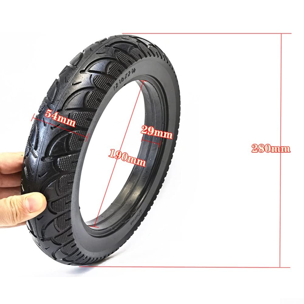DAZZLEEX 1 pièces 12 Pouces Pneu Solide 12 1/2x2 1/4 (57-203) Roue de Remplacement pour vélo électrique Scooter 12.5x2.50 Pneu