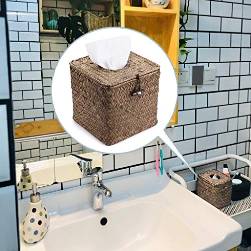 Sumnacon Square Woven Tissue Box Holder, Decorative Napkin Holder Pumping Paper Case Dispenser, Facial Box For Home Office Car Automotive Decoration, Coffee #TOP3