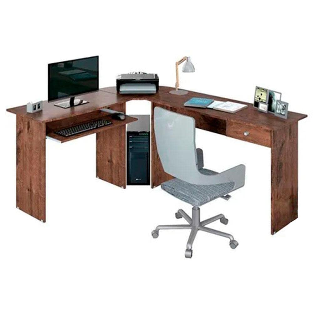 Mesa para Escritório em L 1 Gaveta Max Zanzini Jacarandá : Amazon