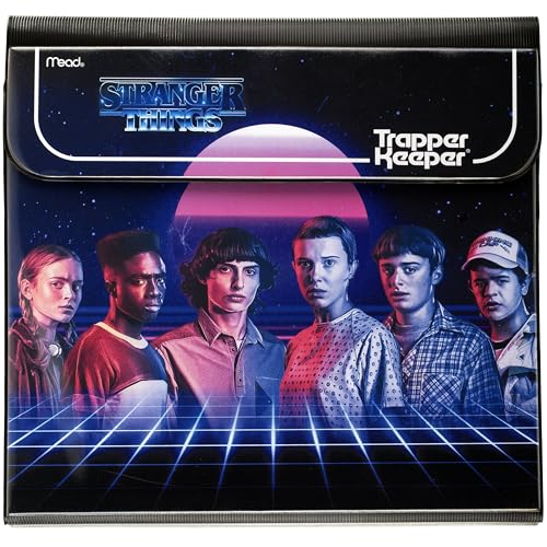 Mead Trapper Keeper Binder, Stranger Things, 1 Inch Binder with Folders and Pockets, Holds 8-1/2" x 11" Paper, Neon (261138G-25)