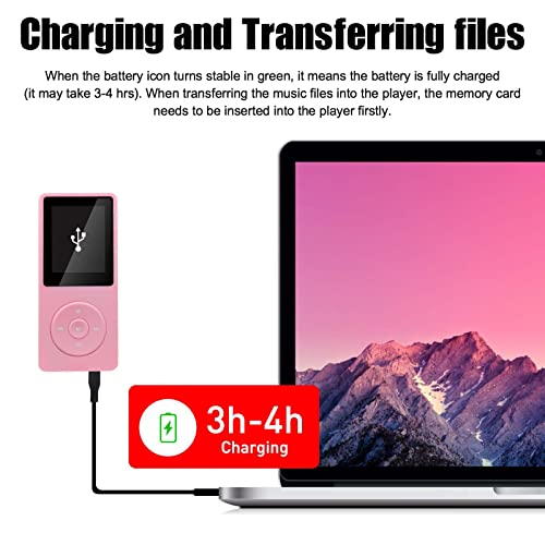 128GB MP3 Player with Bluetooth 5.2, Portable Pink Music Player for Kids with Built-in HD Speaker, FM Radio, Voice Recorder, Earphones Included