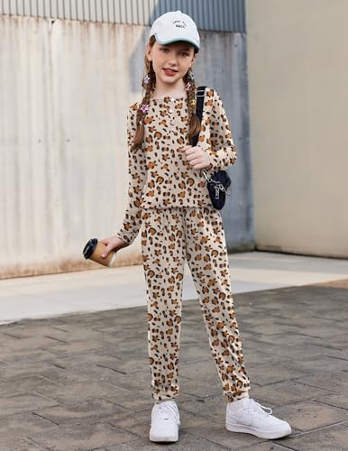 Arshiner Girls Clothes Crew Neck Long Sleeve Tops and Pants Set with Pockets Fall Outfits 5-13 Years2