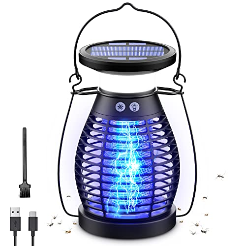 Solar Bug Zapper Outdoor, Rechargeable Mosquito Zapper Waterproof, Electric Fly Zapper, 3 In 1 Fly Trap, Insect Killer Lamp For Home, Patio, Backyard, Kitchen, Camping #TOP16