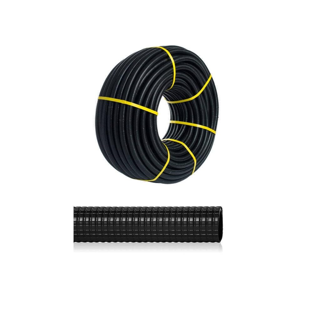 Tubo Corrugado Reforzado Ø20 mm – Rollo de 100 Metros – Protección Para Cableado – Instalación Segura – Apto Para Interior y Exterior – Color Negro