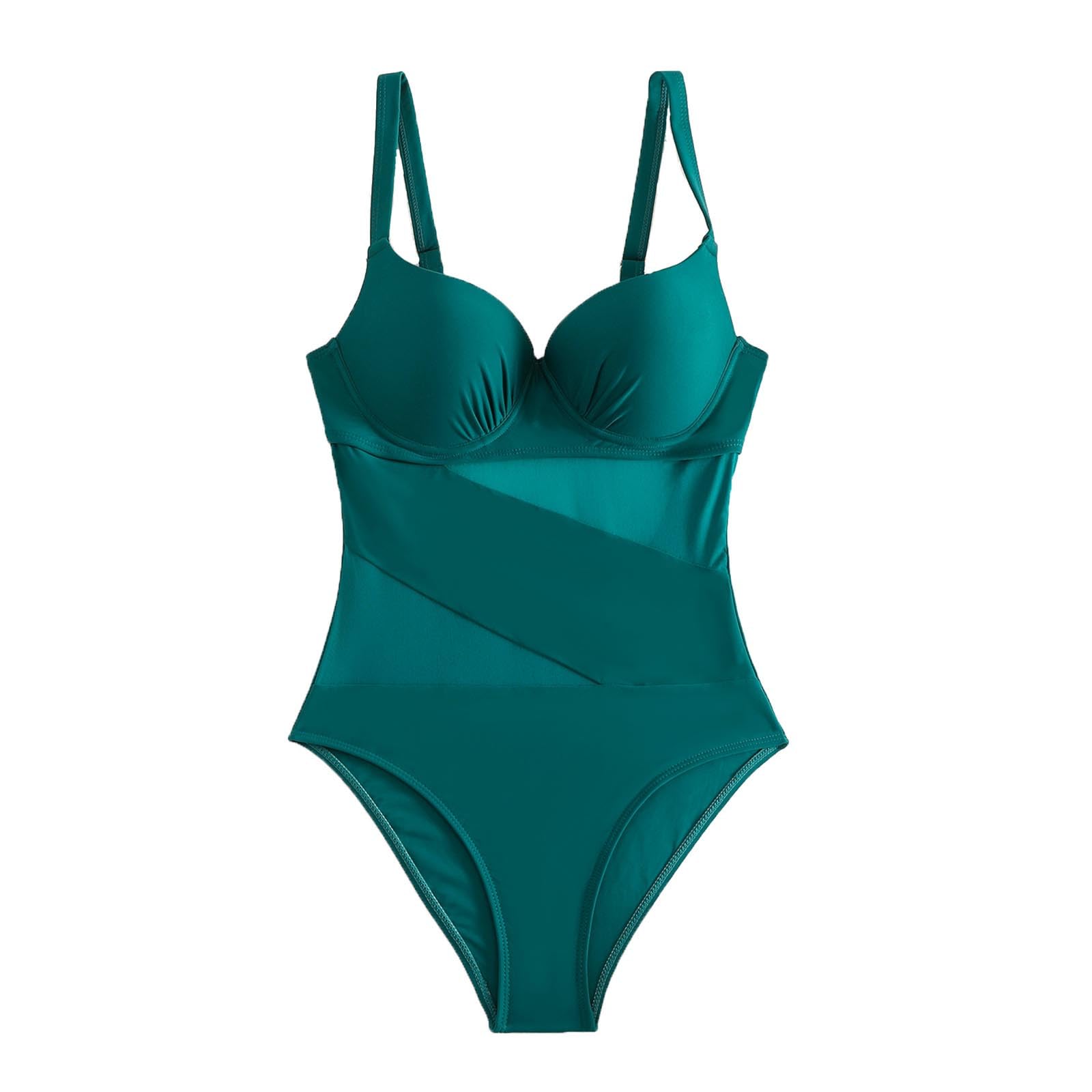 Swimsuit for Women 2024 One Piece Modest High Waisted Criss Cross V Neck Mesh Monokini Swimwear Slimming Bathing