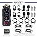 Zoom H6essential 6-Track 32-Bit Float Portable Audio Recorder Bundle With 4x Zoom ZDM-1 Podcast Mic Pack with Headphones, Windscreen, XLR Cable and Tabletop Stand