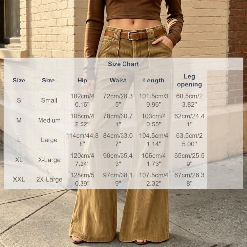 Womens Corduroy Pants Wide Leg High Waisted Dressy Work Baggy Long Trousers - image 4