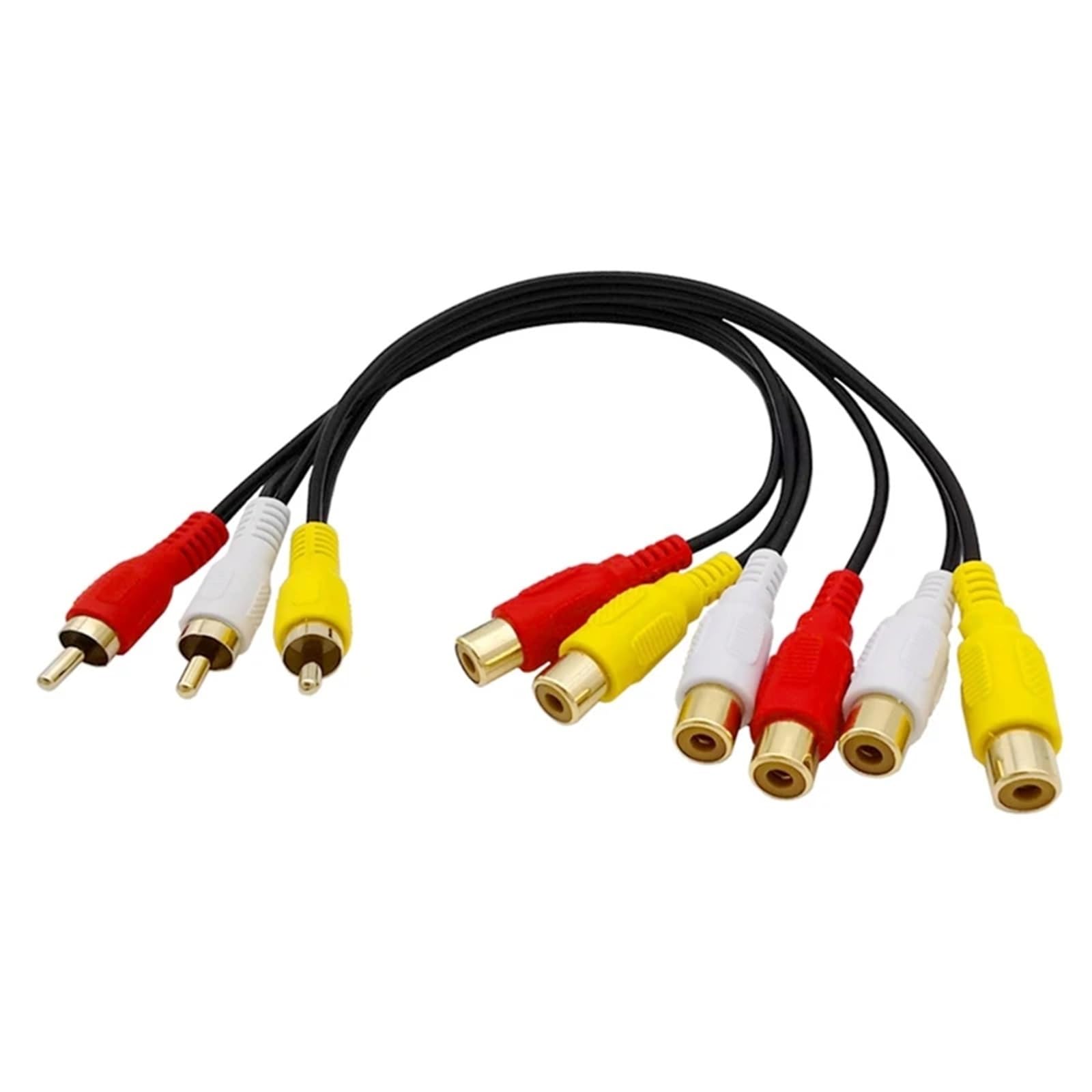Kabel adaptera AV audio wideo do telewizora, odtwarzacza DVD, wideo 3 RCA na 6 RCA 9RCA, męski żeński rozdzielacz, kabel RCA HD-TV 30 cm (3 Male-6RCA, kabel 5 szt.)